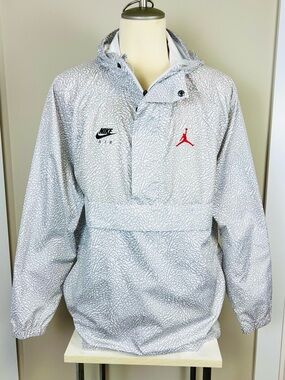 Nike White Elephant Print Pullover Jacket with Red Jumpman